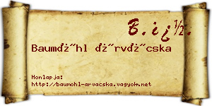 Baumöhl Árvácska névjegykártya
